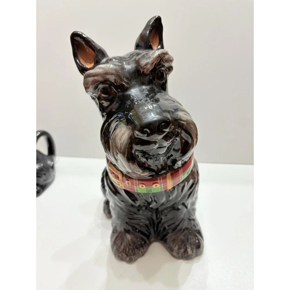 Scottie Dog Cookie Jar Black Plaid Collar David's Cookies/Jeffrey Banks and‎ mug